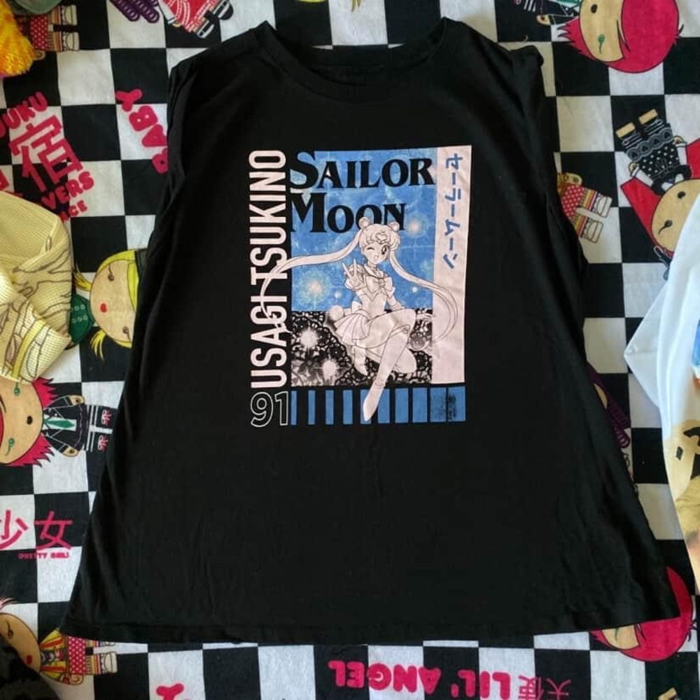 Sailor Moon Black Graphic Tank Top